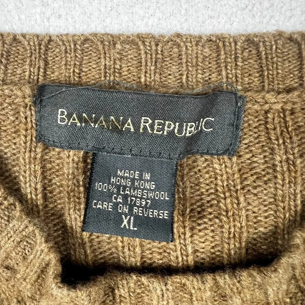 Vintage Banana Republic Lambswool Sweater Mens XL Brown‎ Hong Kong Soft Stretch